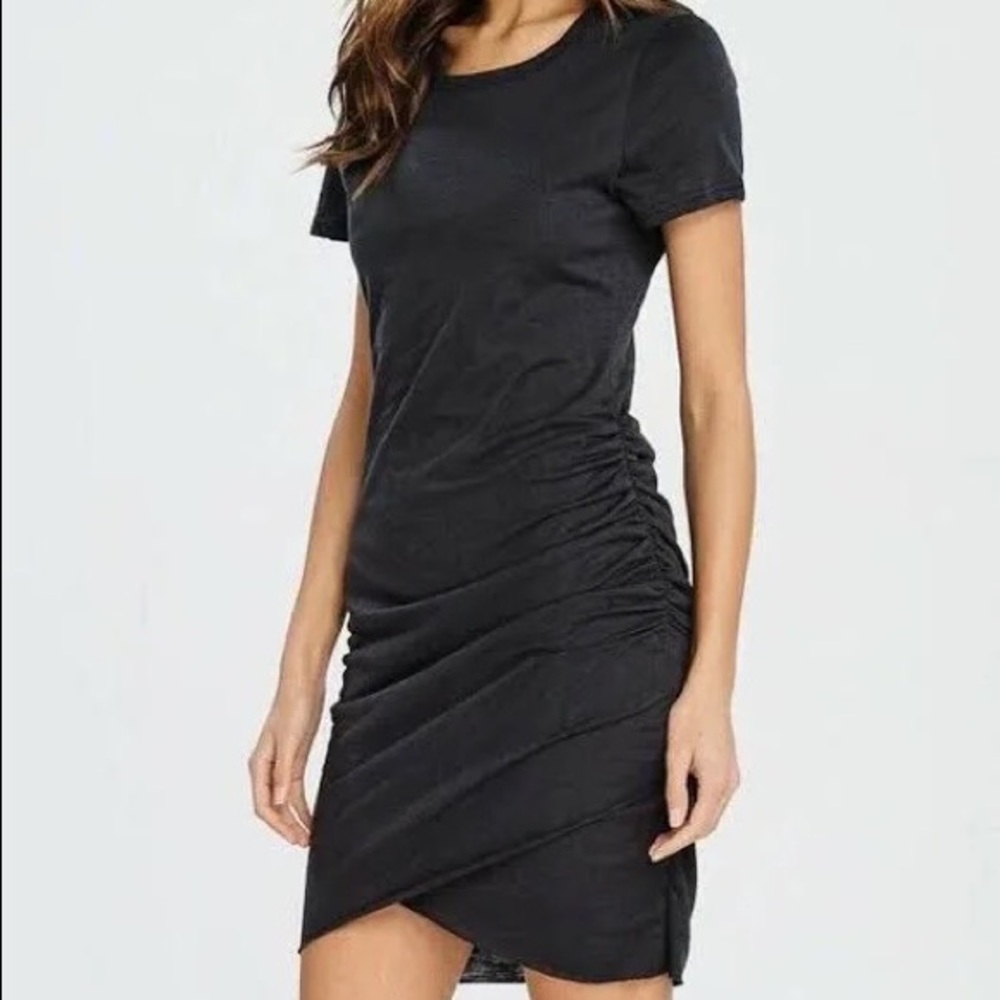 Pink Lily Black Ruched Dress